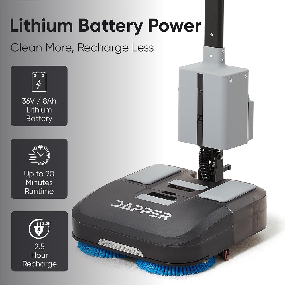 Dapper Supply Mini Automatic Floor Scrubber 16" Battery Powered 1 Gal. Tank New
