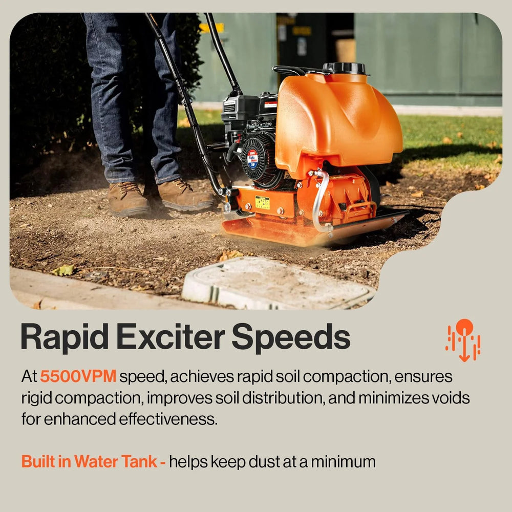 Super Handy GUO119 Plate Compactor with Water Tank 7HP 4200lbs Impact ...