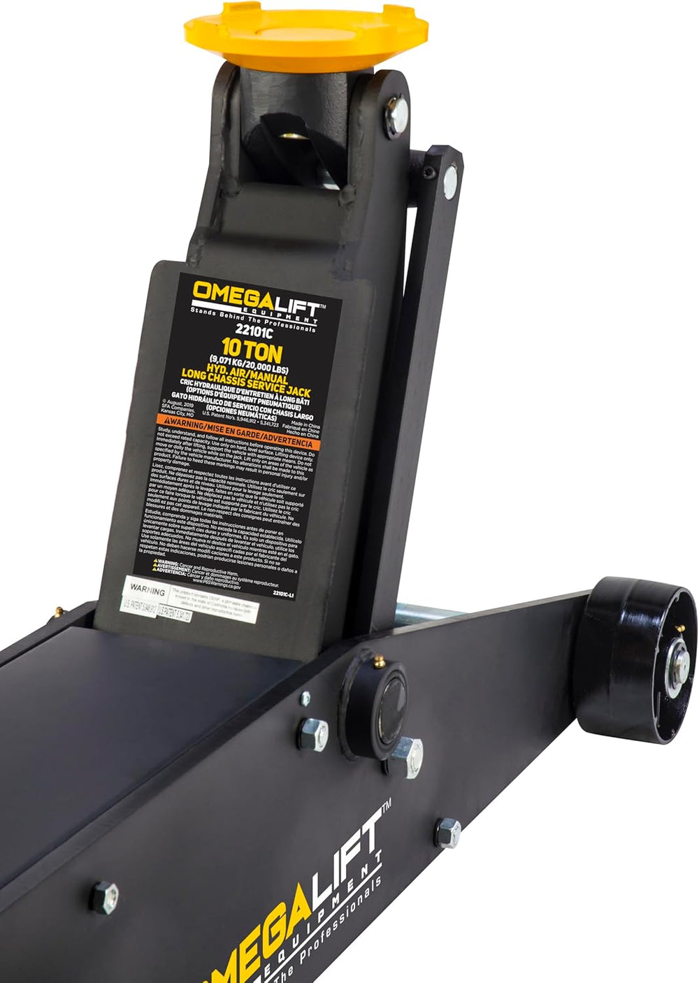 Omega 22101C Service Jack 10 Ton Long Chassis Air/Manual 27" Lift Height New