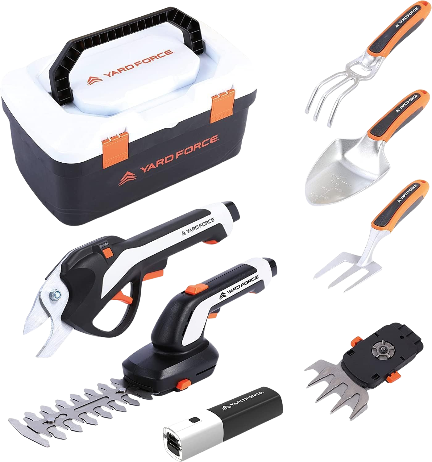 Yard Force Vita 4v Multi-Tool Gardening Kit with Portable Toolbox & Li-Ion USB Battery New