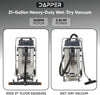 Dapper Supply Wet/Dry Vacuum Heavy Duty 21 Gal. 222 CFM 120V with Attachments New