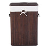 Rectangle Bamboo Hamper Laundry Basket Washing Cloth Bin Storage Bag Lid 3 color-Brown - Gallery View 1 of 6