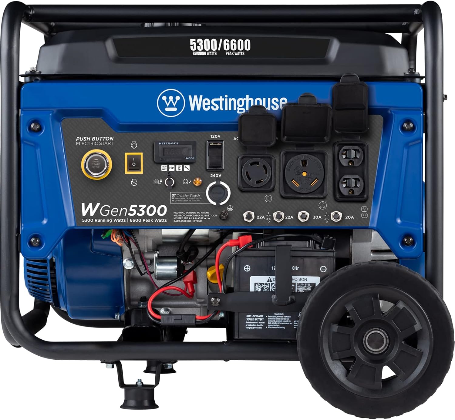 Westinghouse WGen5300 Generator 5300W/6600W 30 Amp Remote Start Gas New