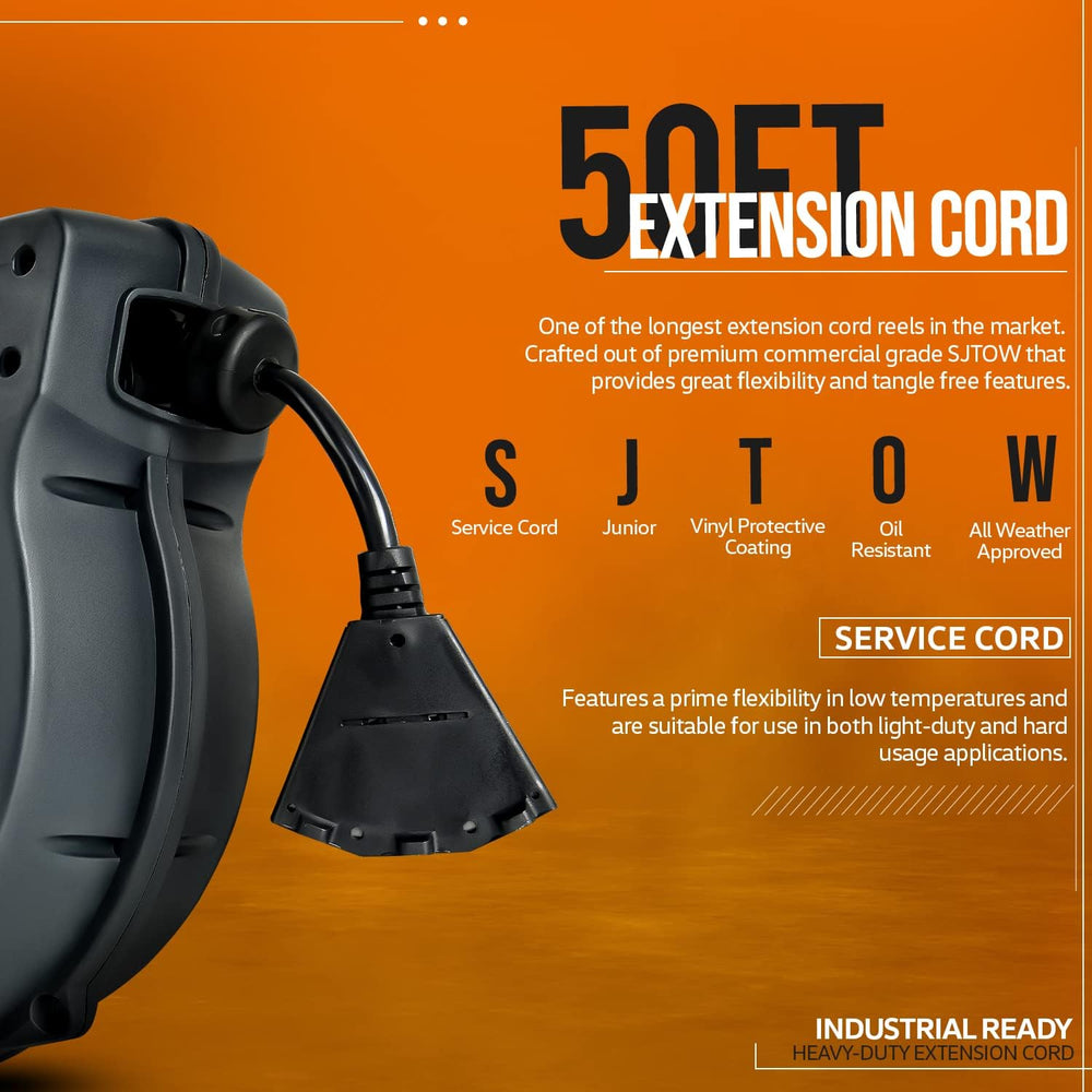 Super Handy GUR071 Retractable Extension Cord Reel 12AWG x 80' 15A New