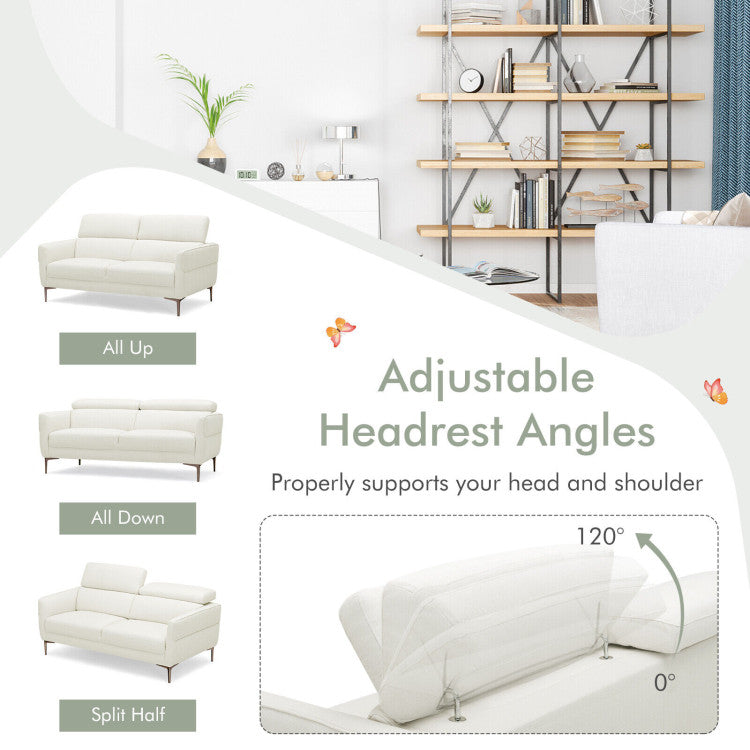 Costway Modern Loveseat Sofa 72.5" with Adjustable Headrest New