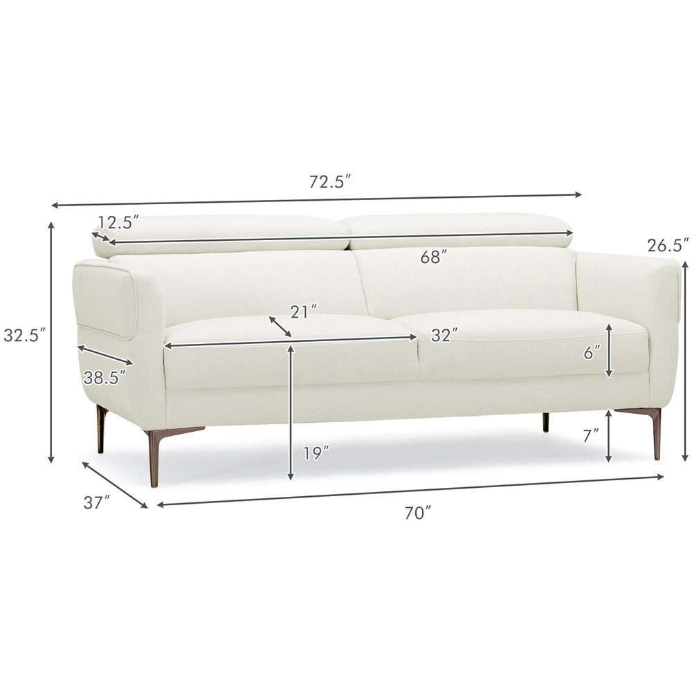 Costway Modern Loveseat Sofa 72.5" with Adjustable Headrest New