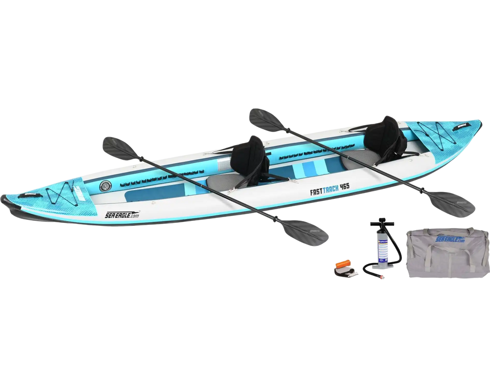 Sea Eagle 465FTK_P2 465ft FastTrack V-Bottom Inflatable Kayak Pro 2 Person Package New