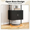 Open base design of the 72.5-inch tall black bookshelf with 22" clearance for easy sweeping and storage convenience.