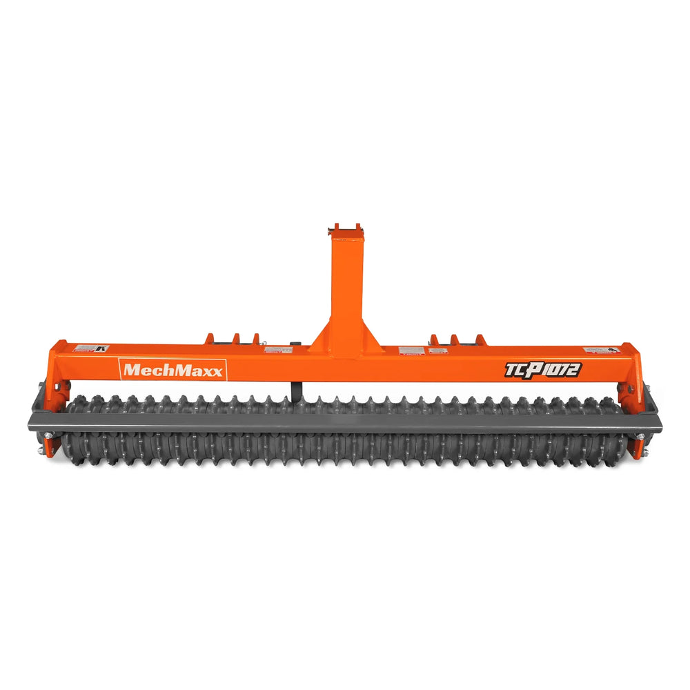 72" Cultipacker with 32 Ductile Iron Wheels,  Scraper Bar Included,  Category 1 and 2,  3 Point Hitch Tractor Attachment,  TCP1072