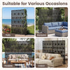 Freestanding 72"H x 48"W black fence panel with hollow-carved design, perfect for patio, backyard, or indoor use.