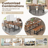 Rectangular 72-inch walnut dining table with 2-bottle wine rack, suitable for 5-7 people in various settings.