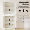 Modern farmhouse cupboard cabinet with 3 adjustable shelves and 4 barn doors, ideal for versatile storage solutions.