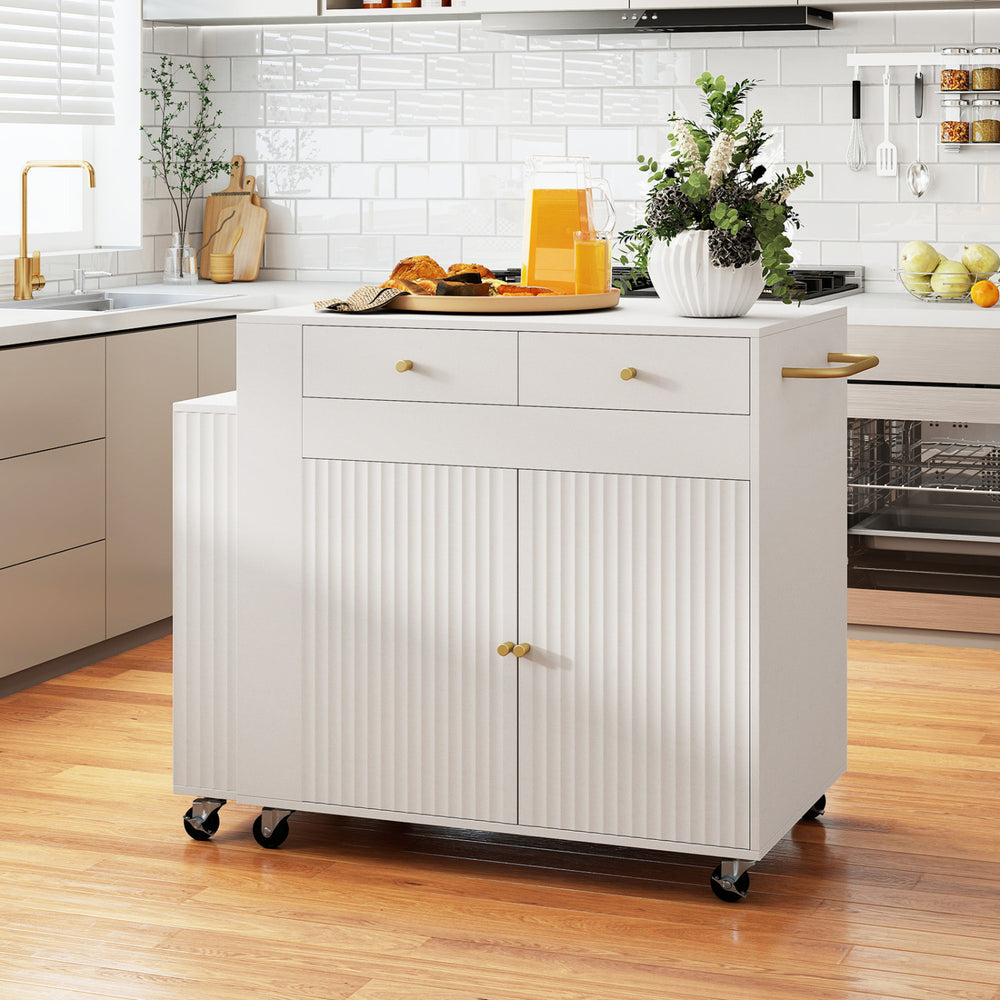 72" Kitchen Island with Extendable Dining Table and Power Outlet-White - Gallery View 1 of 10