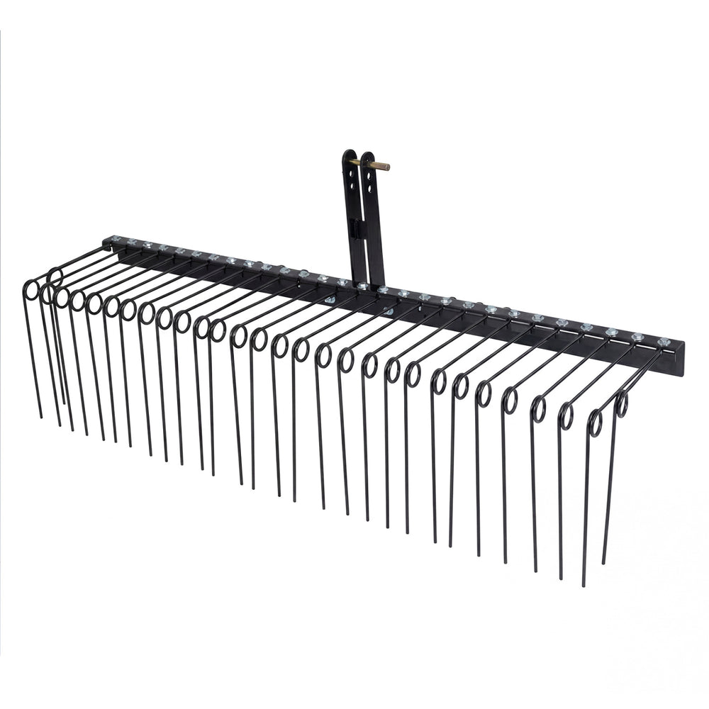 72" Pine Straw Rake with 30 Metal Coil Tines for Grass-Black - Gallery View 1 of 1