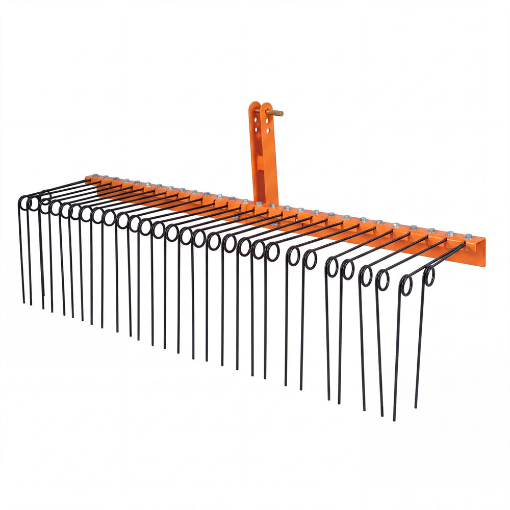 72" Pine Straw Rake with 30 Metal Coil Tines for Grass-Orange - Gallery View 1 of 1