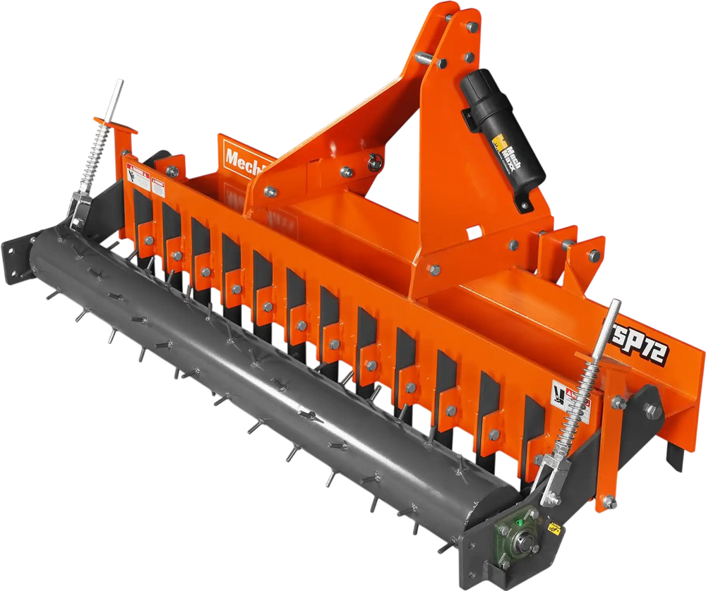 72" Heavy Duty Soil Pulverizer,  Single Spiked Roller,  25 Shanks,  Category 1 and 2,  3 Point Hitch Tractor Attachment,  TSP72
