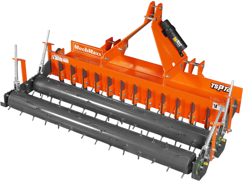 72" Heavy Duty Soil Pulverizer,  Double Spiked Roller,  25 Shanks,  Category 1 and 2,  3 Point Hitch Tractor Attachment,  TSP72D
