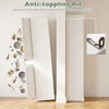 Tall white kitchen cabinet with fluted doors, featuring 6 door shelves and an anti-toppling kit for safety and stability.