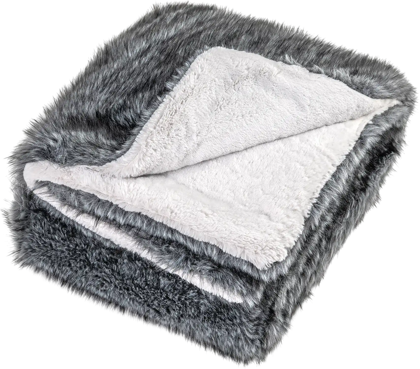 Costway 740GSM Soft Plush Faux Wolf Fur Blanket Sofa Throw 45731237 New