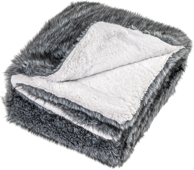 Costway 740GSM Soft Plush Faux Wolf Fur Blanket Sofa Throw 45731237 New