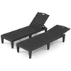 Black outdoor PP chaise lounge chairs set of 2 with adjustable backrests, perfect for poolside relaxation and.