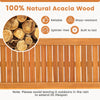 Close-up of slatted seat made from 100% natural acacia wood, reliable and warp-resistant, ideal for outdoor benches.
