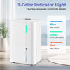 74-pint dehumidifier with 3-color humidity indicator light, ideal for large rooms up to 5500 sq. ft.