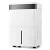 74 Pints dehumidifier in white with smart touch control, large water tank, and universal wheels for easy mobility.
