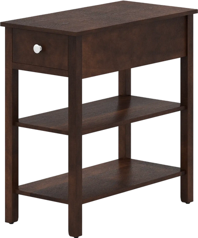 Costway 3-Tier Narrow End Table with Drawer Storage Shelves 135829467 New