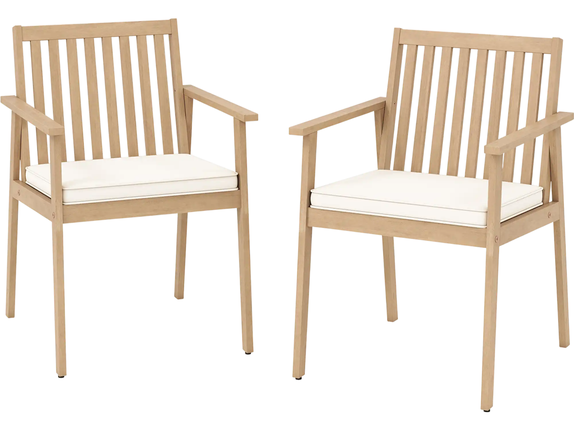 Costway 2-Pc Patio Dining Chairs Outdoor Acacia Wood w/ Removable Padded Cushions 73385364 New