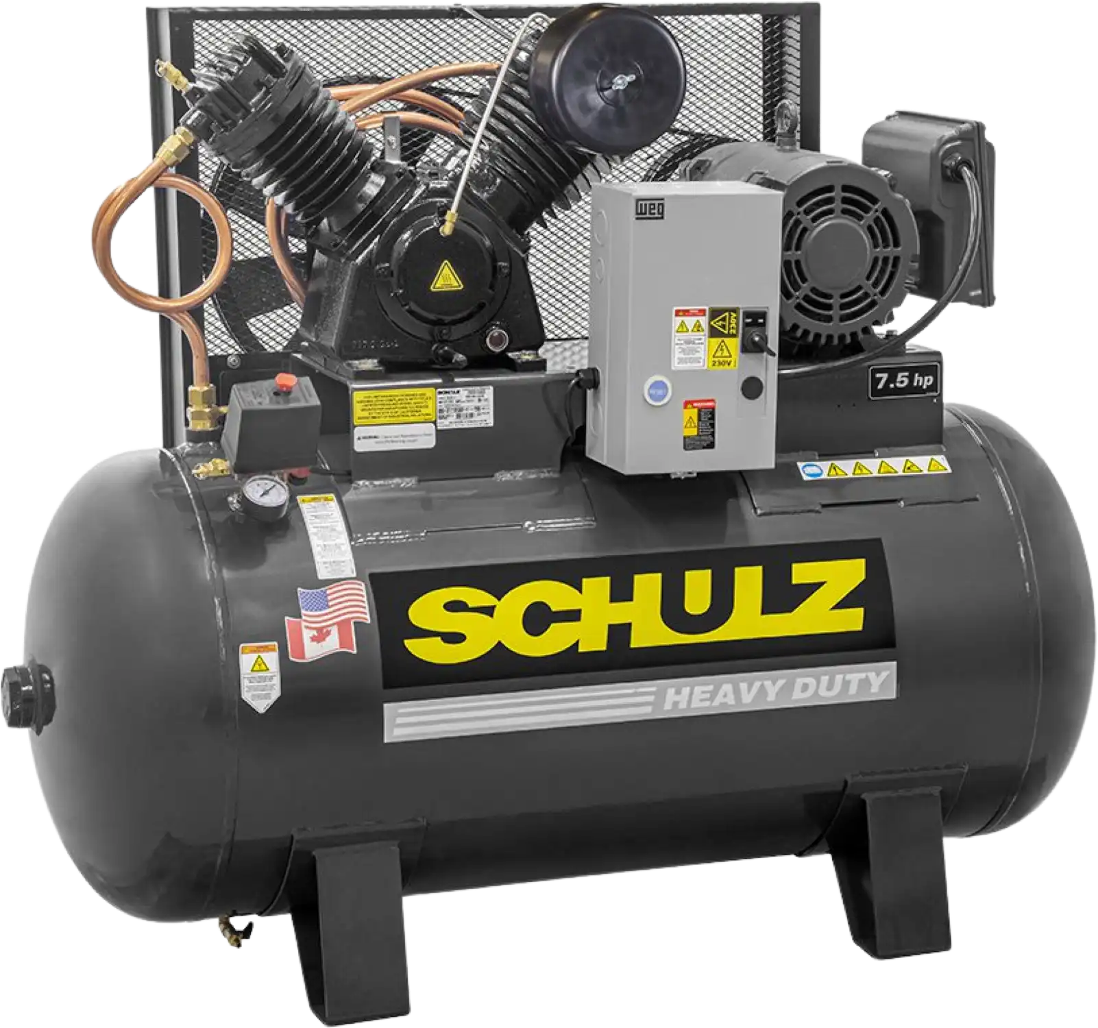 Schulz V-Series Air Compressor 7.5 HP 80 gal. 2-Stage 230V 1-Phase Horizontal 7580HV30X-1 New