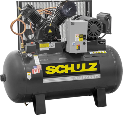 Schulz V-Series Air Compressor 7.5 HP 80 gal. 2-Stage 208-230V 3-Phase Horizontal 7580HV30X-3 New