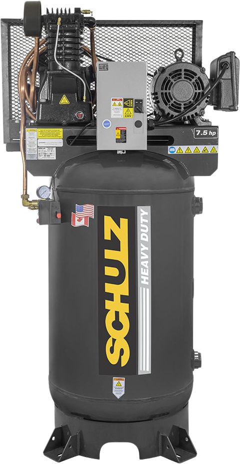 Schulz L-Series Air Compressor 7.5 HP 80 gal. 2-Stage 208-230V 3-Phase Vertical New