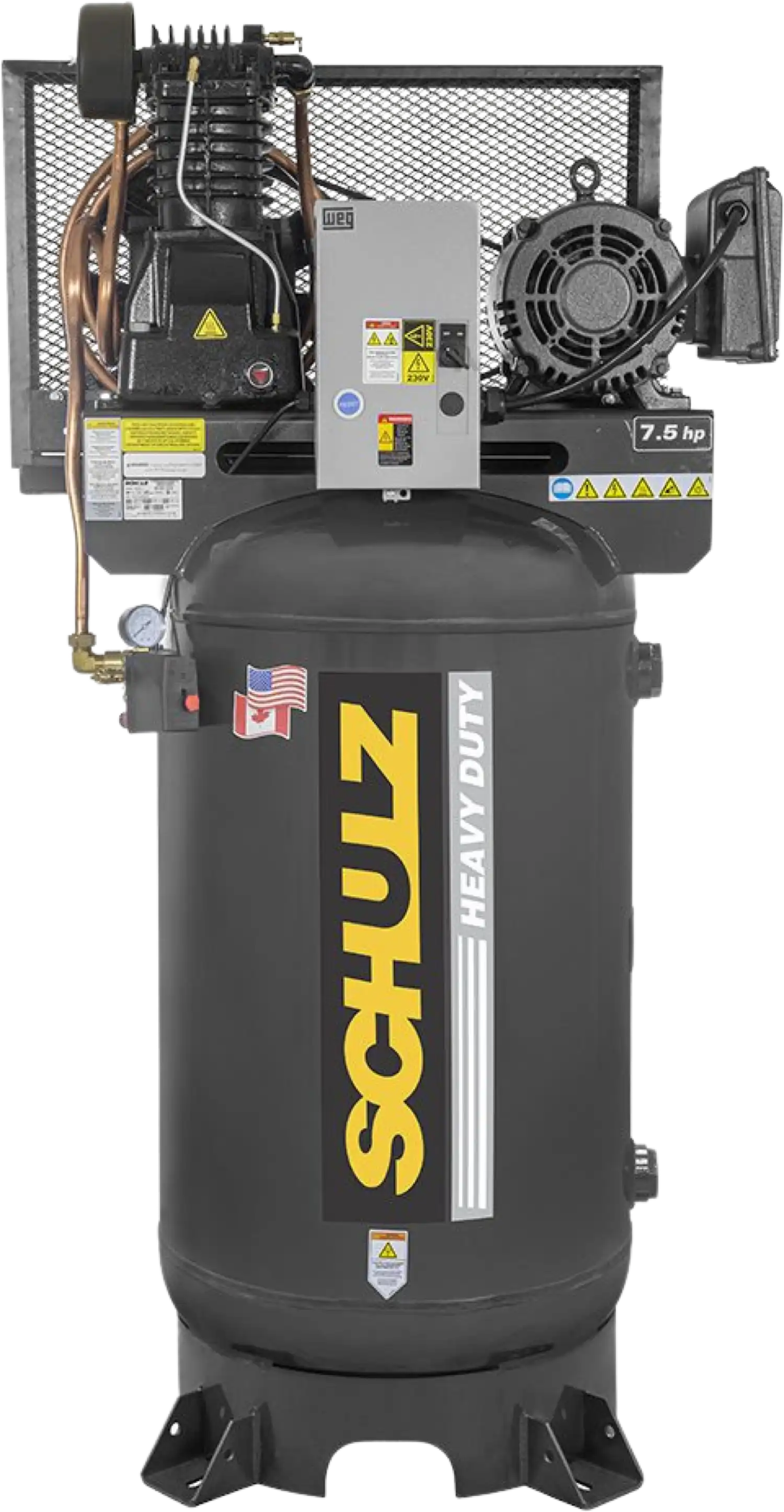 Schulz L-Series Air Compressor 7.5 HP 80 gal. 2-Stage 208-230V 3-Phase Vertical 7580VL30X-3 New