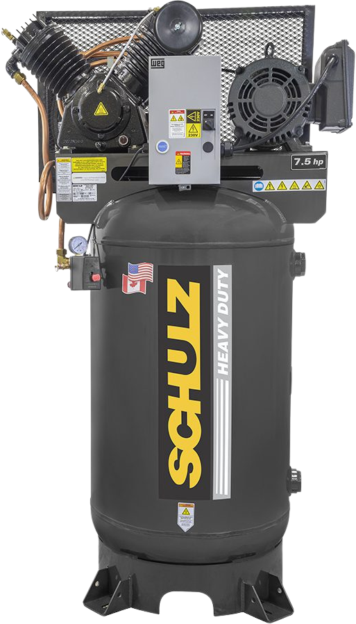 Schulz V-Series Air Compressor 7.5 HP 80 gal. 2-Stage 230V 1-Phase Vertical New