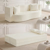 Beige 75.5-inch folding sofa bed in 2-in-1 design, featuring teddy fleece cover and two comfortable pillows for.