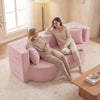 75.5 inch Folding Sofa Bed 2-in-1 Convertible Teddy Fleece Floor Loveseat with 2 Comfortable Pillows-Pink - Gallery View 1 of 10