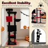 Gothic cat tree features 2 plush perches, spacious cat houses, and anti-tipping device for indoor cat comfort and play.