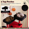 Two plush perches on the 75-inch Gothic cat tree provide cozy spots for indoor cats to nap and observe their surroundings.