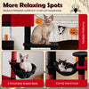 Gothic cat tree features 2 plush perches, multiple platforms, and a comfy hammock for indoor cats to relax and play.