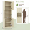 75-inch beige kitchen pantry cabinet with doors and shelves, featuring ample storage space and a 300 lbs weight.