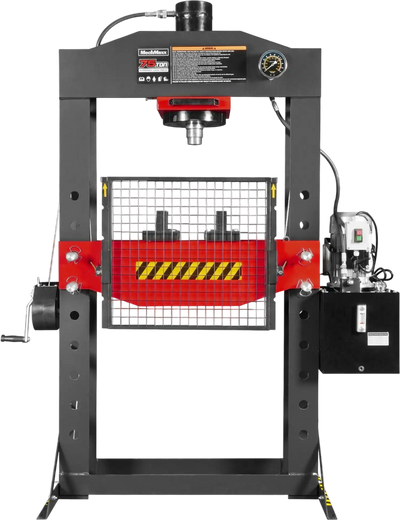 MechMaxx HSP75E Hydraulic Shop Press 75 Ton H-Frame Electric Hydraulic with Hand Winch 110V Motor Safety Guard New