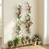 75 x 20 Inch Outdoor Metal Garden Trellis with Foldable Bottom Shelf-White - Gallery View 1 of 10
