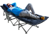 Camping cot pad in navy with soft crystal velvet, providing comfort for lounging outdoors in a stylish checked pattern.