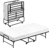 75 x 38 Inch Folding Bed with Mattress Twin Size Rolling Guest Bed