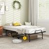 Folding twin bed with gel memory foam mattress, rolling design, and heavy-duty metal frame for small spaces.