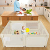 75 x 59 Inch Large Baby Playpen with Breathable Mesh and Zipper Doors-Beige - Gallery View 1 of 11