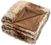 Soft plush fuzzy luxury faux raccoon fur blanket with double-sided design, ideal for sofas and armchairs.