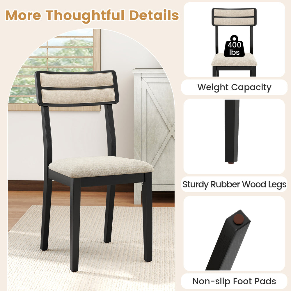 Modern dining chair with ergonomic tilt backrest, sturdy rubber wood legs, and non-slip foot pads for dining room use.