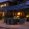 10 Piece Outdoor Patio Dining Set with 15 Feet Double-Sided Twin Umbrella-Navy - Gallery View 1 of 6
